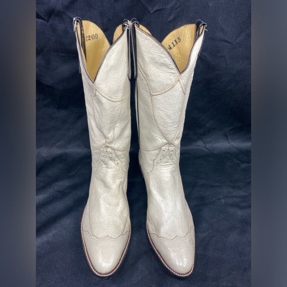 VTG Rios Of Mercedes Off White Full Quill Ostrich Cap Toe Anti Slip Vibram Soles - Picture 3 of 15